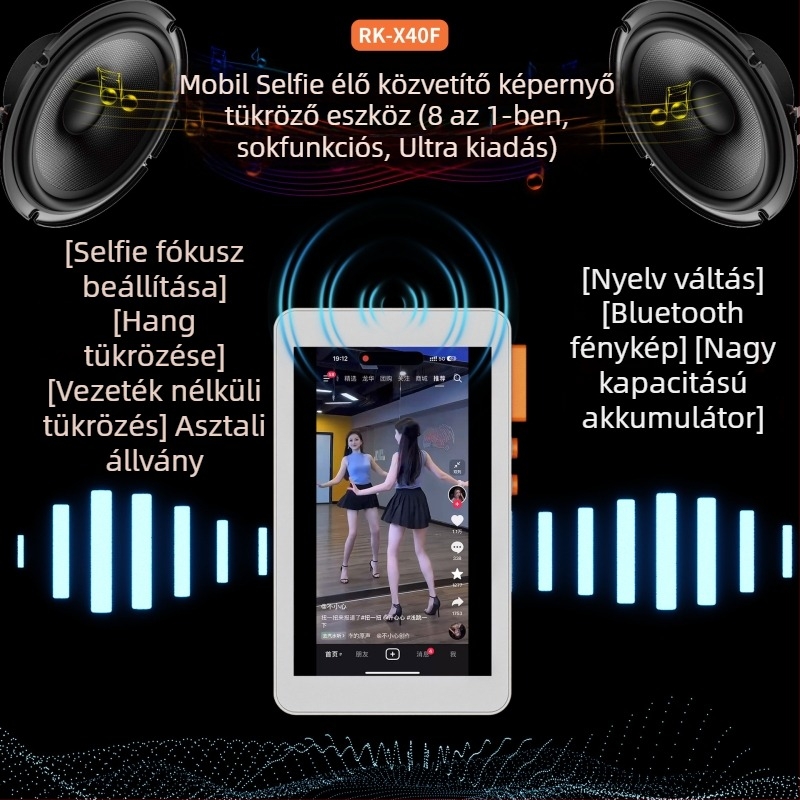 Egy Ekranadapter mágneses rögzítéssel iPhone-hoz és Androidhoz, 40F modell, PC anyagból, támogatja a képernyő tükrözését és élő videóközvetítést, terhelhetőség 2 kg alatt