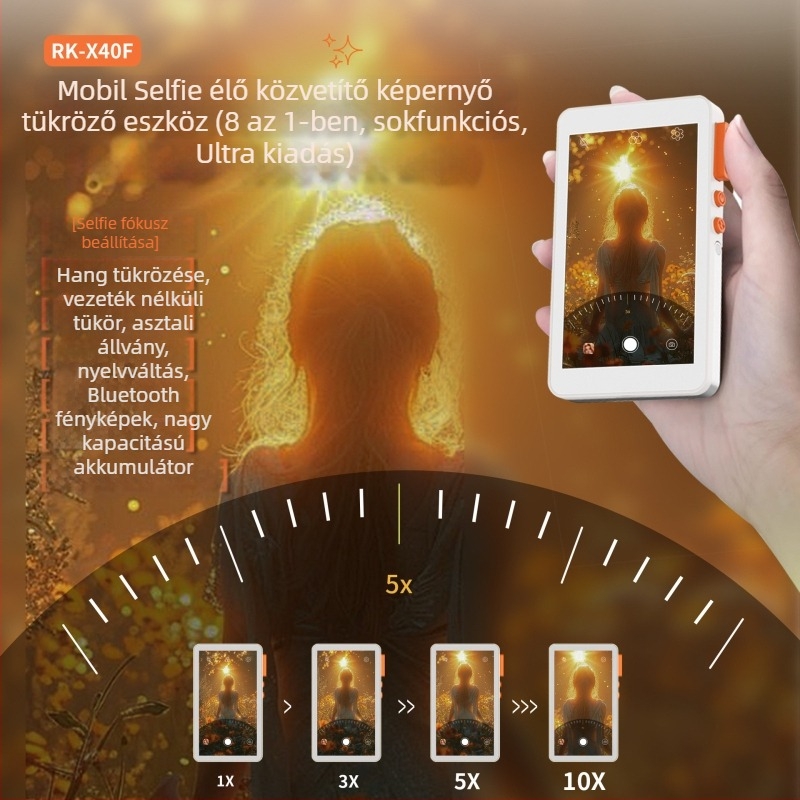 Egy Ekranadapter mágneses rögzítéssel iPhone-hoz és Androidhoz, 40F modell, PC anyagból, támogatja a képernyő tükrözését és élő videóközvetítést, terhelhetőség 2 kg alatt
