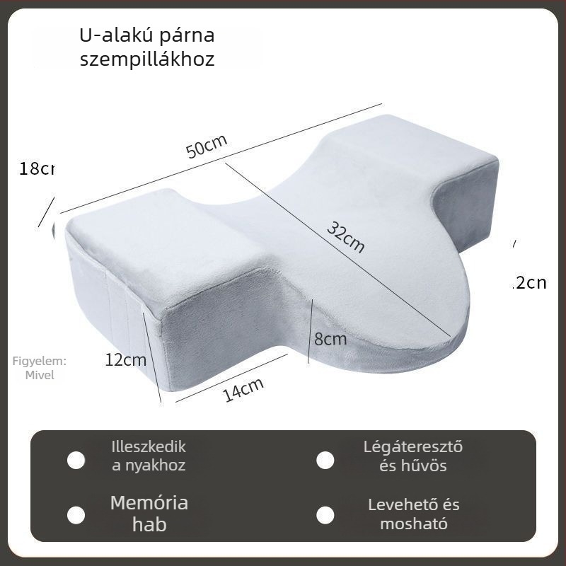 Memóriahabos U-alakú párna szempillák szakembereinek - levehető, mosható huzat, nyak támasz