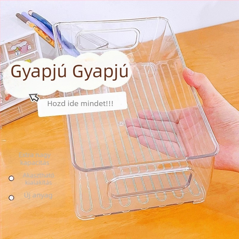 Fiók tároló – Nyitott műanyag szervező, 2L, PET anyag (80–99% új), Japán stílus, íróasztal és diákszobai kozmetika és apró tárgyak