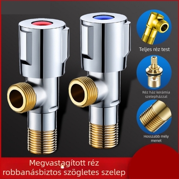 Réz háromutas szögletes csap a vízmelegítőhöz, modell J13, üzemi nyomás 1.0 MPa, belső Ø20 mm, falba épített telepítés, fürdőszoba, konyha, erkély számára.