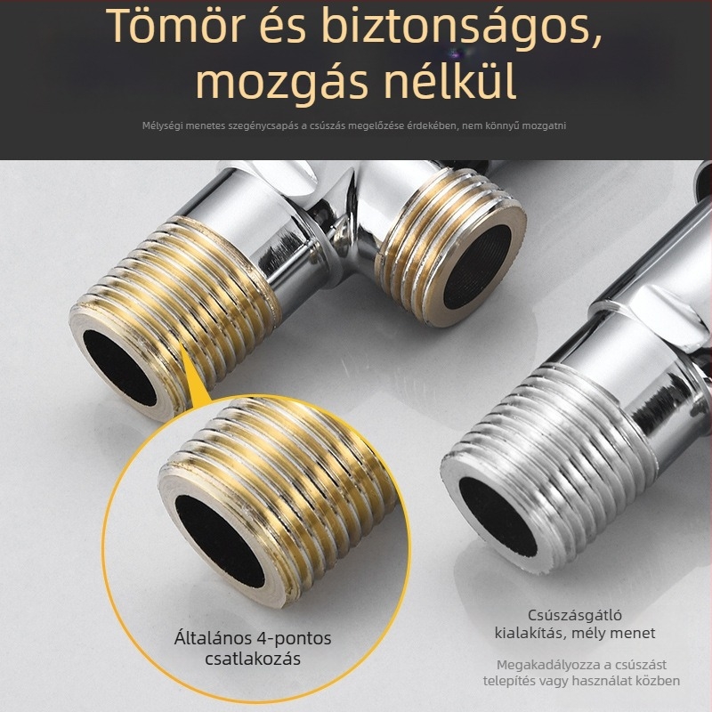 Réz háromutas szögletes csap a vízmelegítőhöz, modell J13, üzemi nyomás 1.0 MPa, belső Ø20 mm, falba épített telepítés, fürdőszoba, konyha, erkély számára.