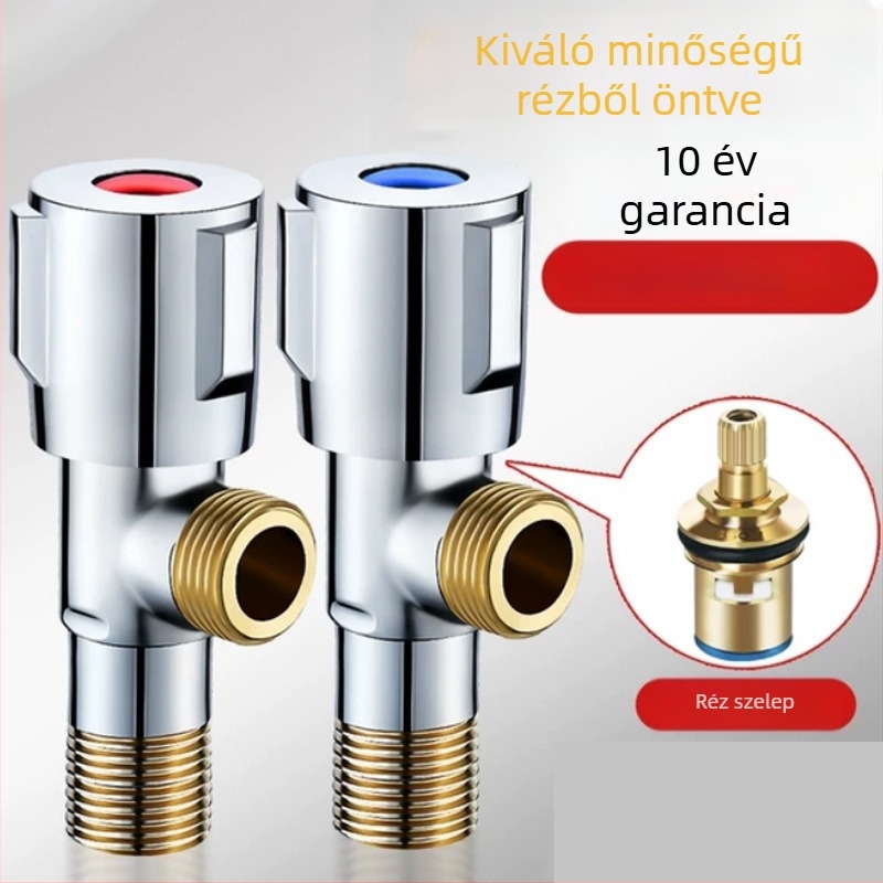 Réz háromutas szögletes csap a vízmelegítőhöz, modell J13, üzemi nyomás 1.0 MPa, belső Ø20 mm, falba épített telepítés, fürdőszoba, konyha, erkély számára.