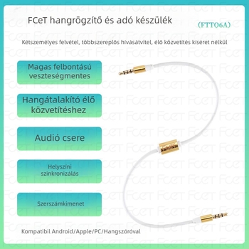 FCET kétirányú audió rögzítő adapter mobiltelefonhoz (működési hőmérséklet 60; 3C tanúsítvány; audio/videó csatlakozó)
