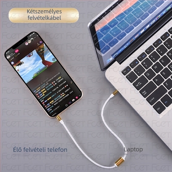 FCET kétirányú audió rögzítő adapter mobiltelefonhoz (működési hőmérséklet 60; 3C tanúsítvány; audio/videó csatlakozó)
