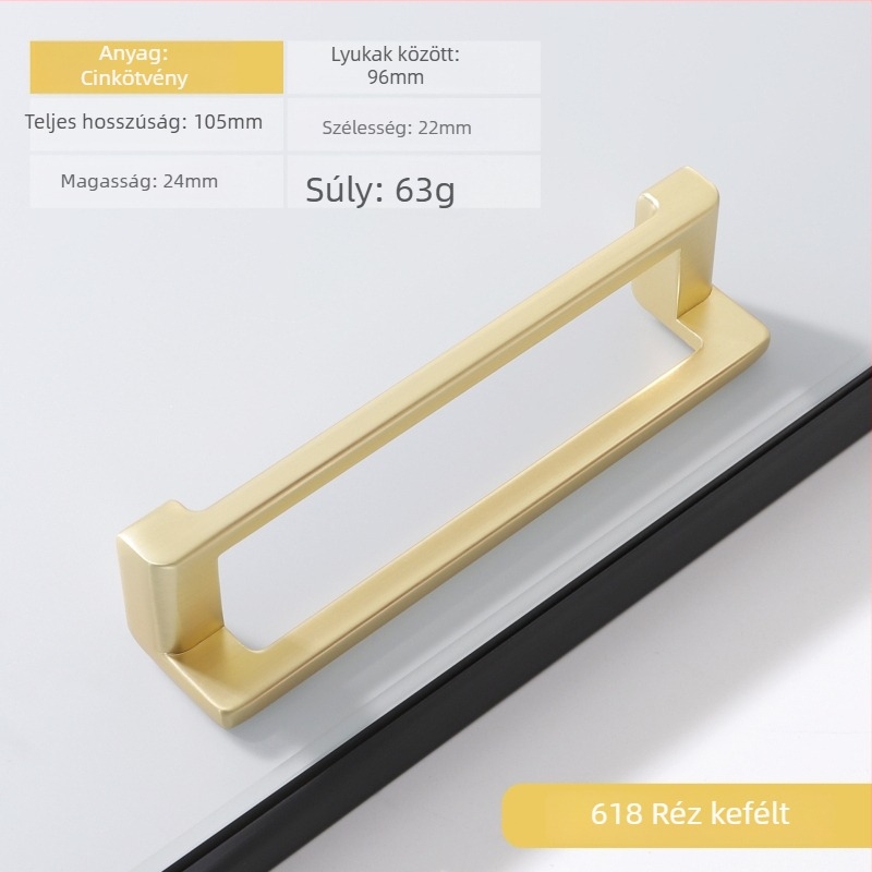 Szekrény- és fiókkezelő fogantyú, cink-ötvözet, elektroplatált felület, modern minimalist stílus, testreszabható