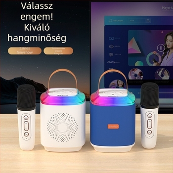Gyerekeknek szóló hordozható karaokés hangszóró beépített mikrofonnal, HF530, Bluetooth 5.3, 10W, beépített akkumulátor 1200–2000 mAh, SNR ≥85 dB, 100 Hz–20 kHz