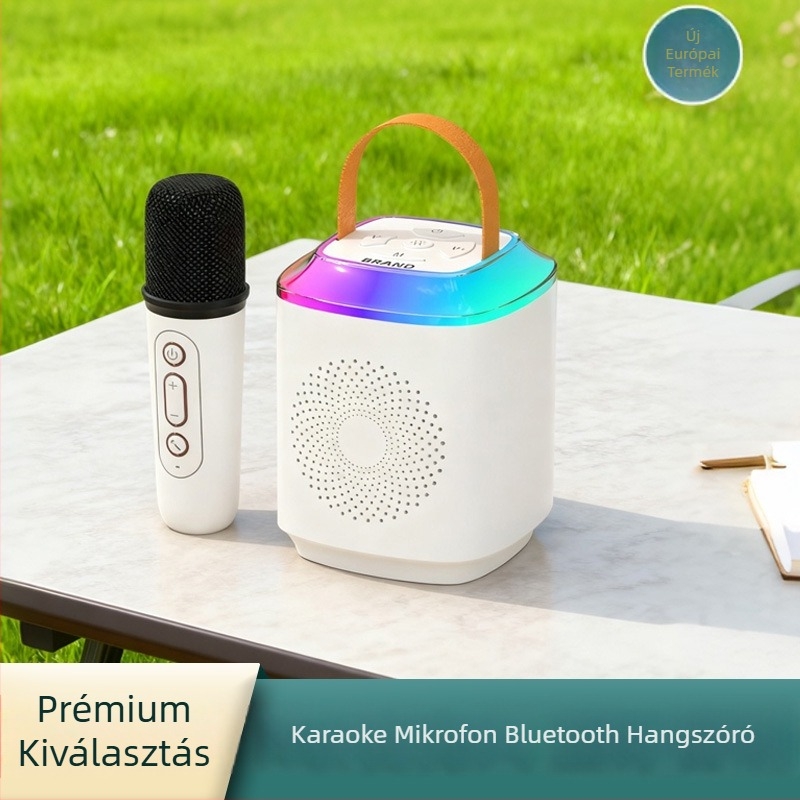 Gyerekeknek szóló hordozható karaokés hangszóró beépített mikrofonnal, HF530, Bluetooth 5.3, 10W, beépített akkumulátor 1200–2000 mAh, SNR ≥85 dB, 100 Hz–20 kHz
