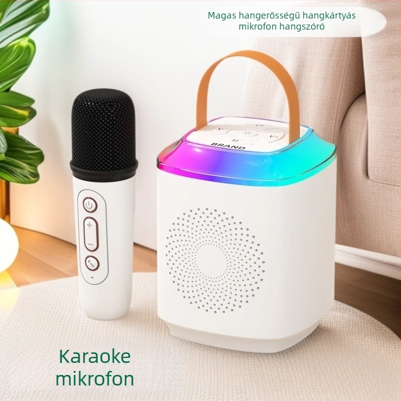 Gyerekeknek szóló hordozható karaokés hangszóró beépített mikrofonnal, HF530, Bluetooth 5.3, 10W, beépített akkumulátor 1200–2000 mAh, SNR ≥85 dB, 100 Hz–20 kHz