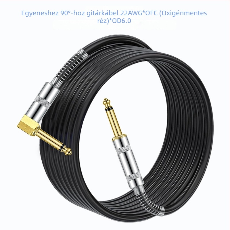 6,35 mm-es gitárkábel, kétmagos, férfi-férfi, aranyozott csatlakozók, oxigénmentes réz vezetők, ROHS tanúsított