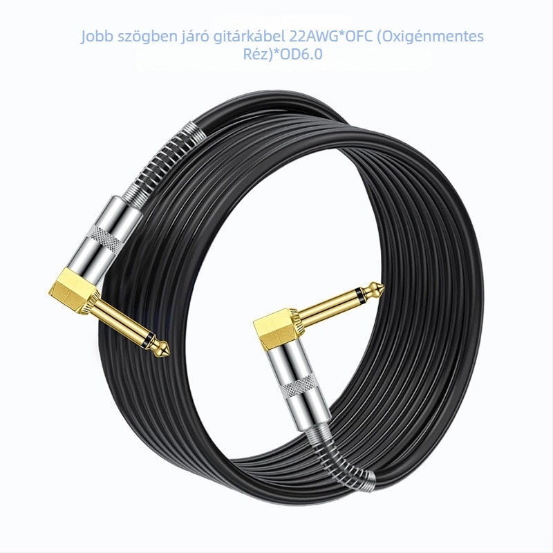 6,35 mm-es gitárkábel, kétmagos, férfi-férfi, aranyozott csatlakozók, oxigénmentes réz vezetők, ROHS tanúsított