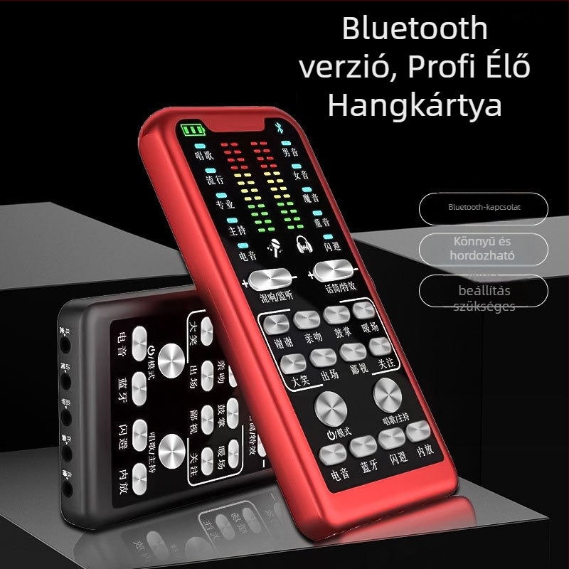 S16 Élő adás hangkártya dedikált mikrofonnal (Bluetooth 5.0; 60 Hz–15 kHz frekvenciatartomány; SNR ≥75 dB; Beépített akkumulátor)