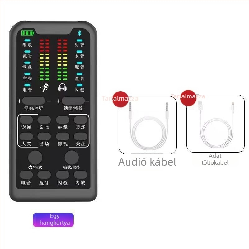 S16 Élő adás hangkártya dedikált mikrofonnal (Bluetooth 5.0; 60 Hz–15 kHz frekvenciatartomány; SNR ≥75 dB; Beépített akkumulátor)