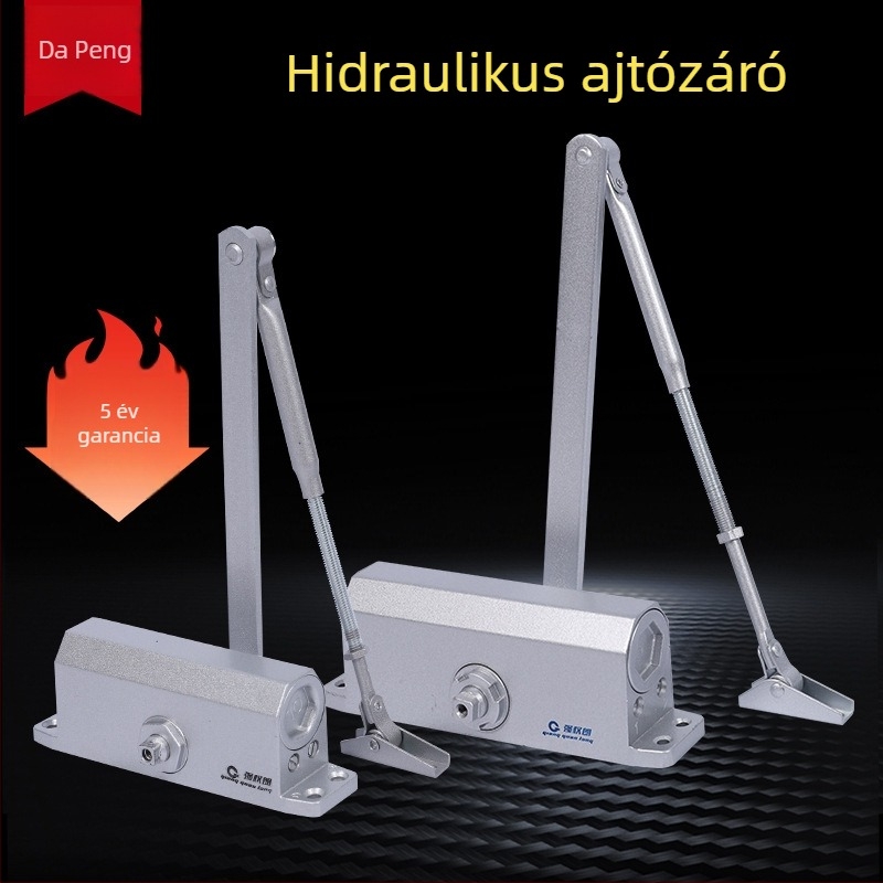 Alumínium ötvözetű ajtózáró, automatikus hidraulikus működés, hangtalan lengéscsillapítóval, tűzvédelmi ajtókhoz, modern egyszerű stílus