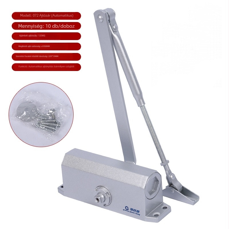 Alumínium ötvözetű ajtózáró, automatikus hidraulikus működés, hangtalan lengéscsillapítóval, tűzvédelmi ajtókhoz, modern egyszerű stílus