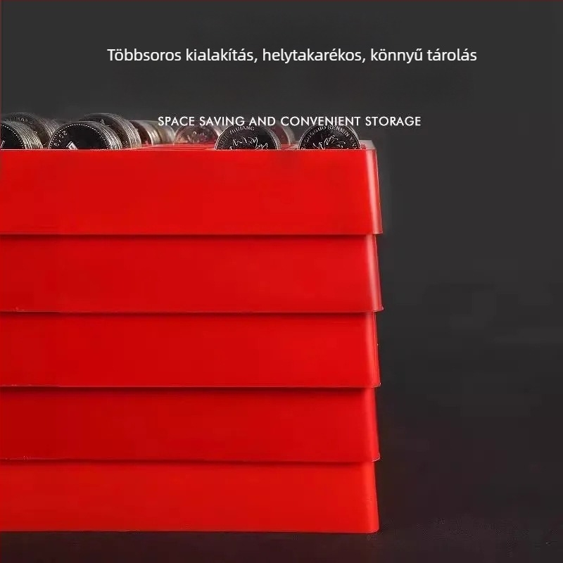 Érme-doboz 4 rekeszessel, fedél nélkül, PP anyagú, egymásra rakható
