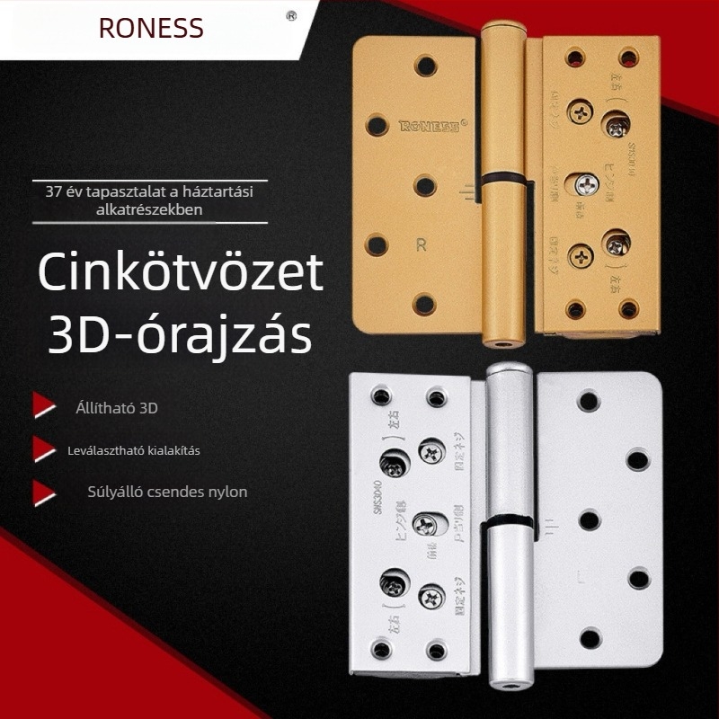 Háromdimenziós cinkötvözet csukló, modell LLS-SSH3831S-14L, anyag: cinkötvözet, felületkezelés: csiszolás és arany, márka: Roness
