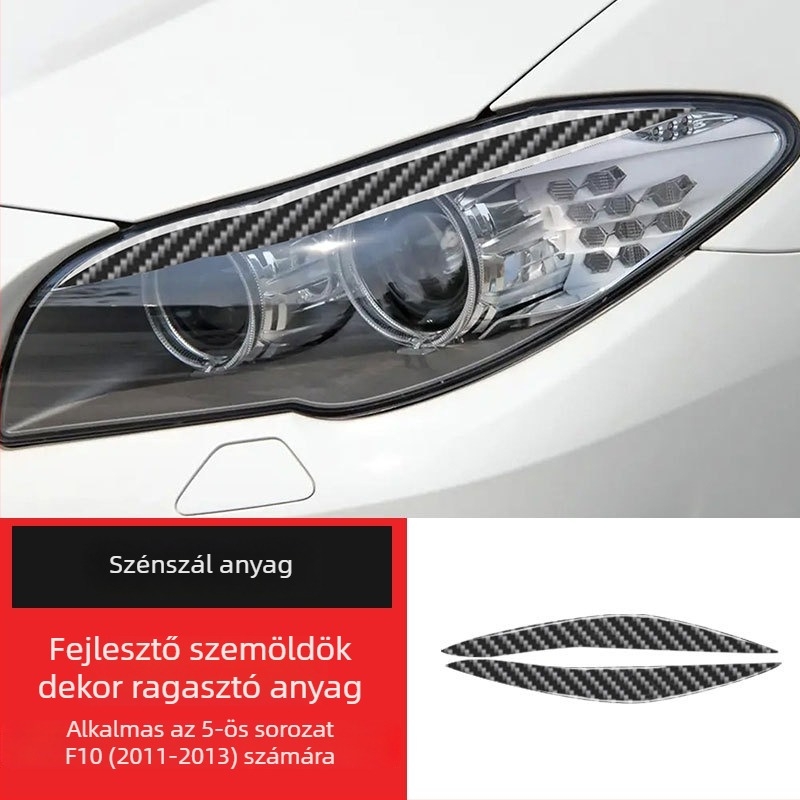 BMW belső karbon szálas dekoratív autómatrica a fényszórók szemöldökeihez és szemhéjához, testreszabható