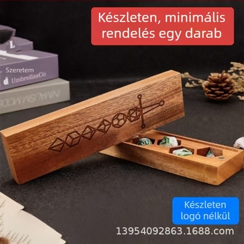Mágneses fa dobókockatartó doboz fedéllel és rekeszekkel – modern minimalista stílus