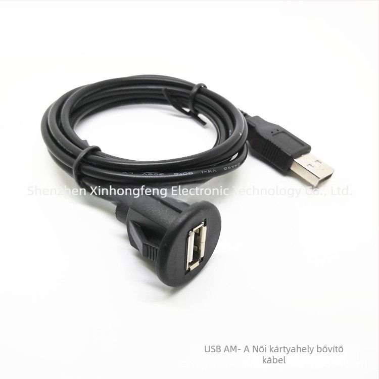 USB 2.0 férfi–női vízálló bővítő kábel autó műszerfal hangrendszeréhez, réz vezető, injektált formázás, USB interfész, jármű csatlakozás
