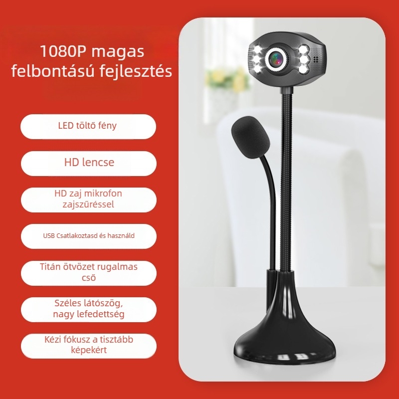 Laptop/asztali számítógép webkamera, 1280x960 @60FPS, USB 2.0, manuális fókusz, beépített mikrofon nélkül