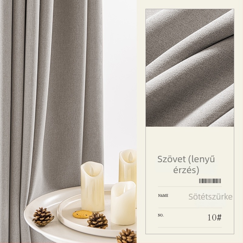 Teljes sötétítésű pamut-len függöny, vastított változat, nappali és hálószoba számára, nordic minimalista stílusban.