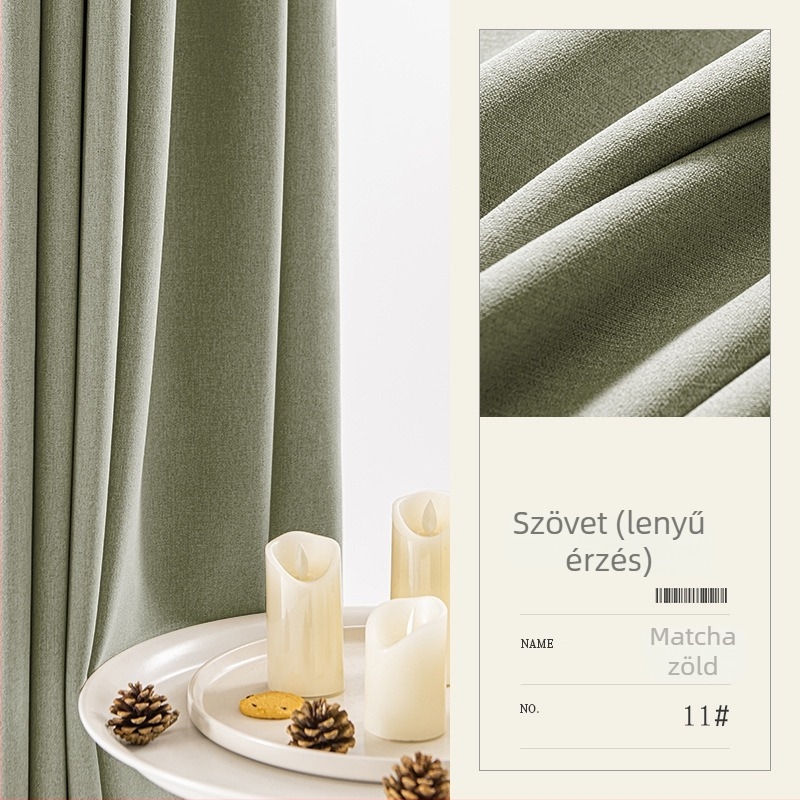 Teljes sötétítésű pamut-len függöny, vastított változat, nappali és hálószoba számára, nordic minimalista stílusban.