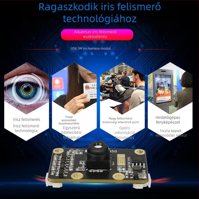 USB kamera irisz felismeréssel, 5MP, 2592x1944, 30fps, éjszakai látás