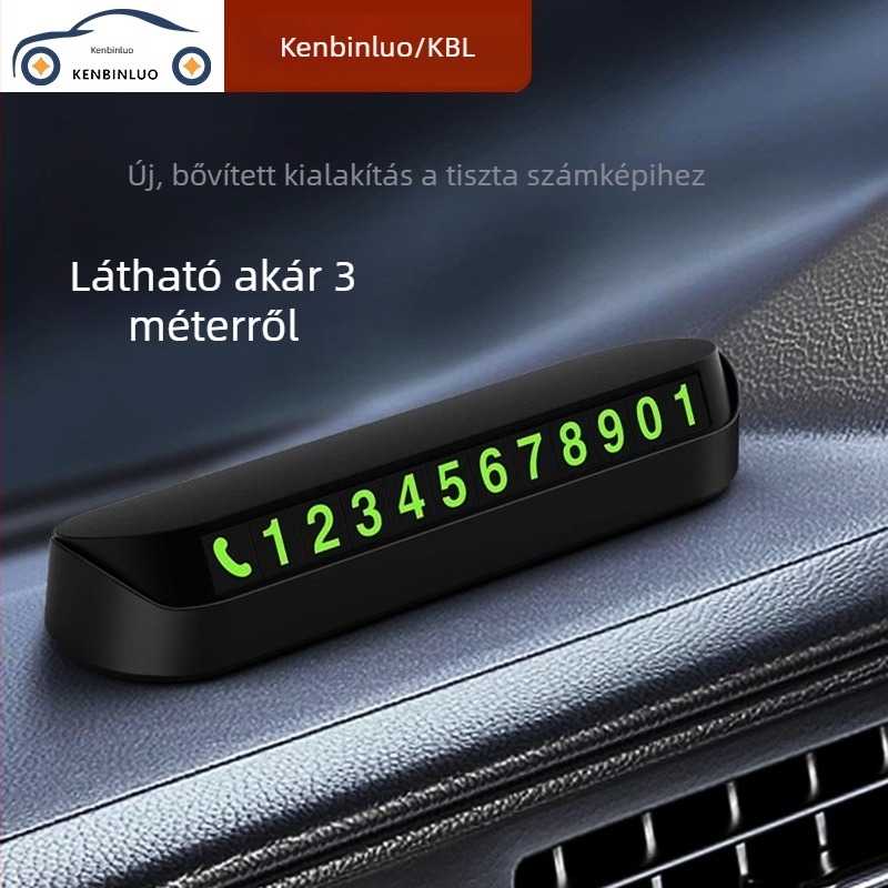 Műanyagból készült fénylő belső autódísz ideiglenes parkolási számhoz (Anyag: Műanyag; Típus: Fényes; Alkalmazás: Autó belső; Funkció: Ideiglenes parkolási szám)