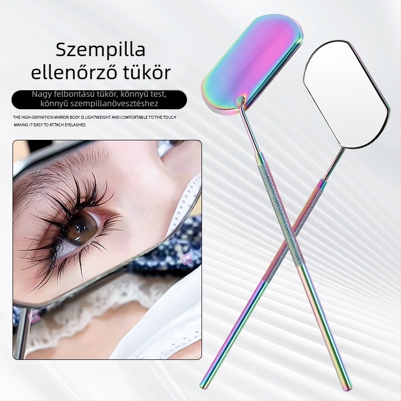 Négyzet alakú kézben tartható szempilla tükrö rozsdamentes acélból, szempillák hosszabbításához és vizsgálatához