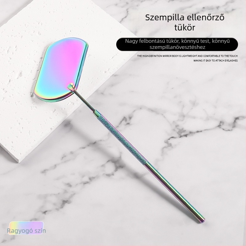 Négyzet alakú kézben tartható szempilla tükrö rozsdamentes acélból, szempillák hosszabbításához és vizsgálatához