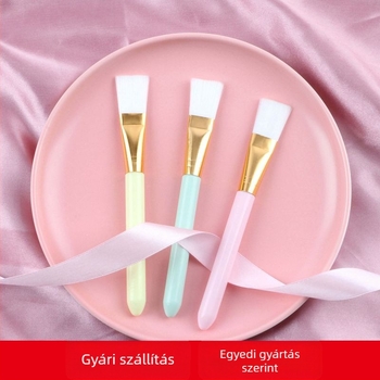 Nylon szálas arcmaszk ecset, műanyag hosszú nyéllel, egy darabos csomagolás, OPP csomagolás