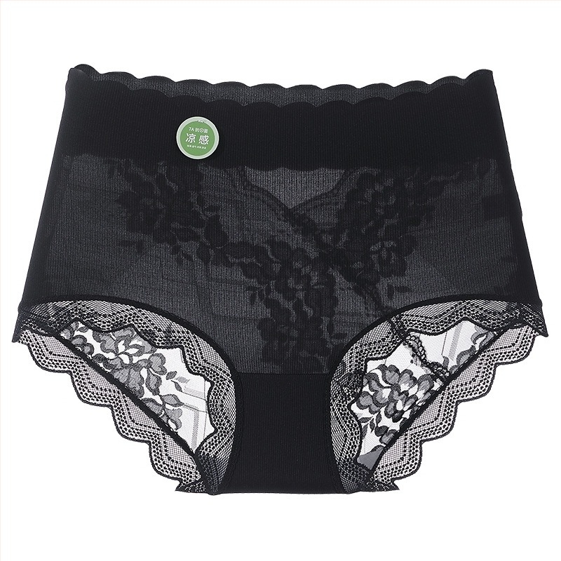 Ice Silk női alsónemű, magas derekú, fő anyag Nylon, ágyék alatti bélés 100% pamut, antibakteriális, lélegző, gyorsan száradó