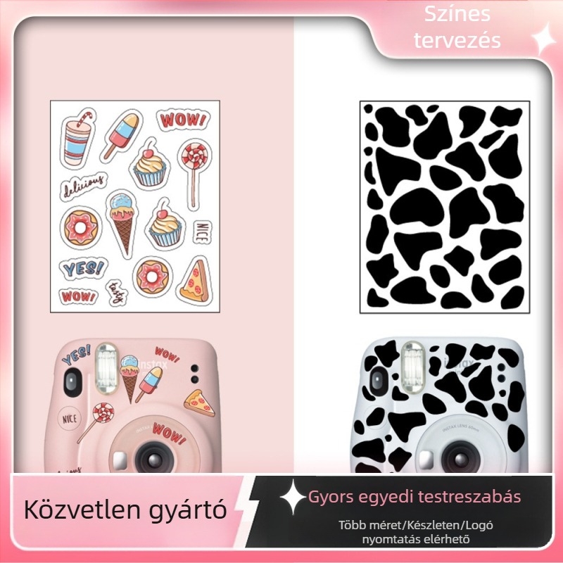 Polaroid DIY matricás készlet — modell: Medium general dessert cow pattern; PVC anyag; kreatív matricák; testreszabott rajzok; kompatibilis Polaroidokkal, fényképekkel, fénykép albumaival, védőtokokkal, kameratáskákhoz