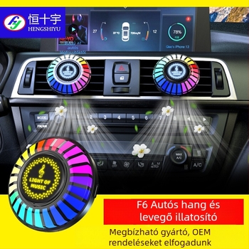 Autó aromaterápiás diffúzor RGB környezeti világítással, hangvezérléses ritmussal, légkimeneti klipsz, Óceán illat