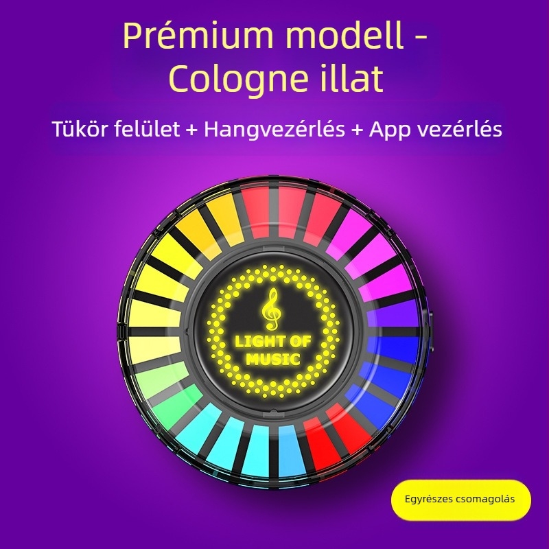 Autó aromaterápiás diffúzor RGB környezeti világítással, hangvezérléses ritmussal, légkimeneti klipsz, Óceán illat