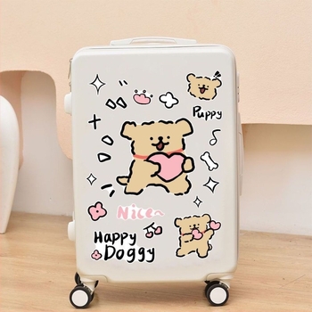 Rajzolt kölyökkutya bőrönd matrica, vastag kontúr, vízálló – bőröndökhöz és falakhoz | Márka Unique