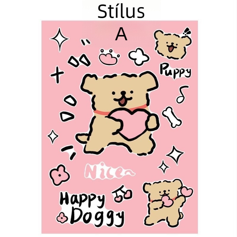 Rajzolt kölyökkutya bőrönd matrica, vastag kontúr, vízálló – bőröndökhöz és falakhoz | Márka Unique