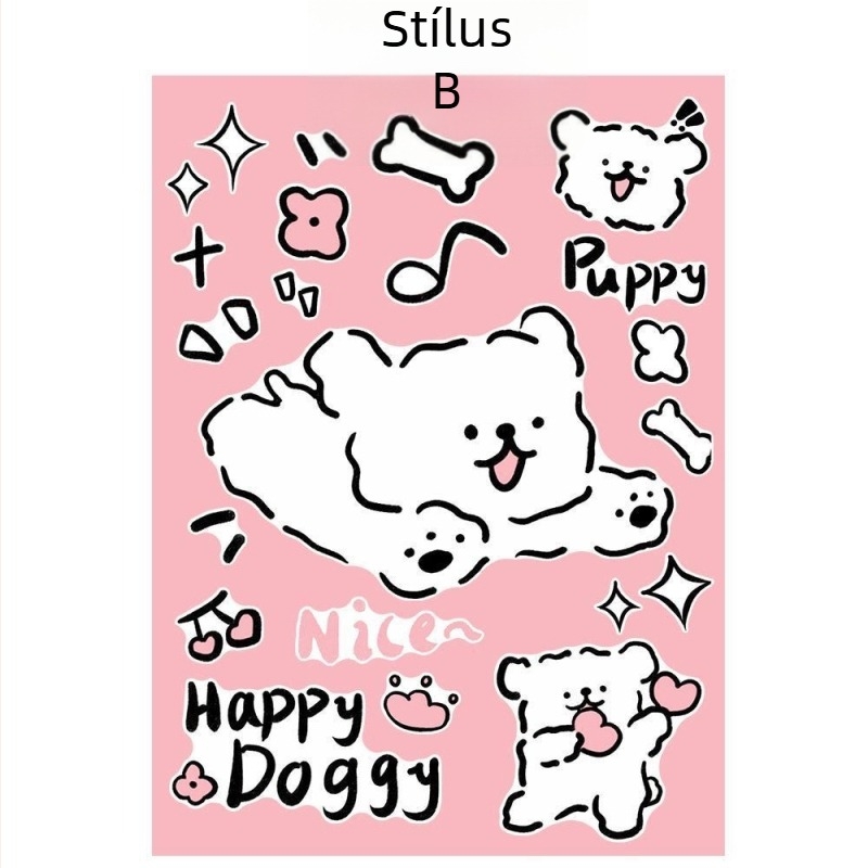 Rajzolt kölyökkutya bőrönd matrica, vastag kontúr, vízálló – bőröndökhöz és falakhoz | Márka Unique