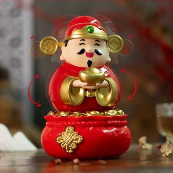Autós dísz: napelemes hintázó Szerencse Istene, műanyag, kínai hagyományos stílus, testreszabás elérhető