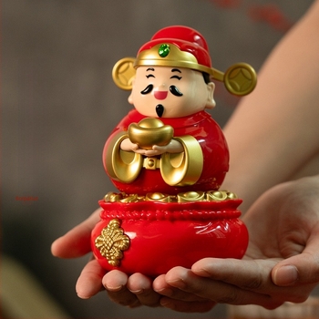 Autós dísz: napelemes hintázó Szerencse Istene, műanyag, kínai hagyományos stílus, testreszabás elérhető