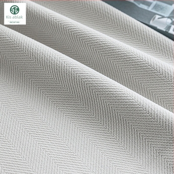 Árnyékoló függönyanyag, herringbone mintás chenille, 100% poliészter, jacquard és flocking, testreszabható