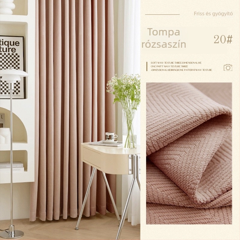 Árnyékoló függönyanyag, herringbone mintás chenille, 100% poliészter, jacquard és flocking, testreszabható