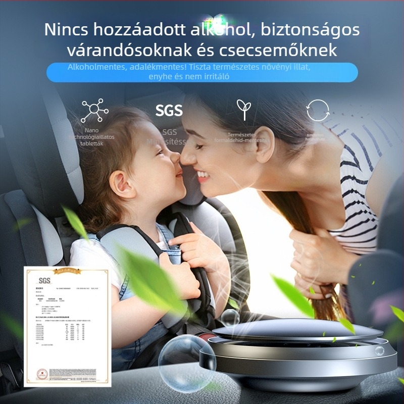 Autó aromaterápia – szilárd balzsam fém alapú, 10–20 ml, musk chypre illat, párolgási idő 61–90 nap, elhelyezés: üléstípus