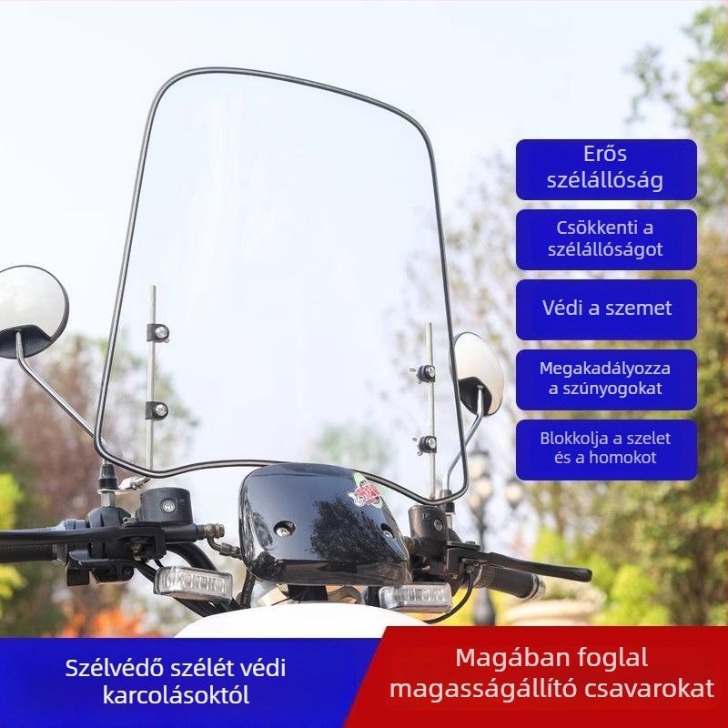 Szélvédővédő elektromos robogóhoz, PC anyag, logónyomtatás