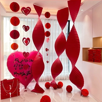 Esküvői dekoráció a helyszín berendezéséhez — összecsukható hullámos papír, origami hullám, girland