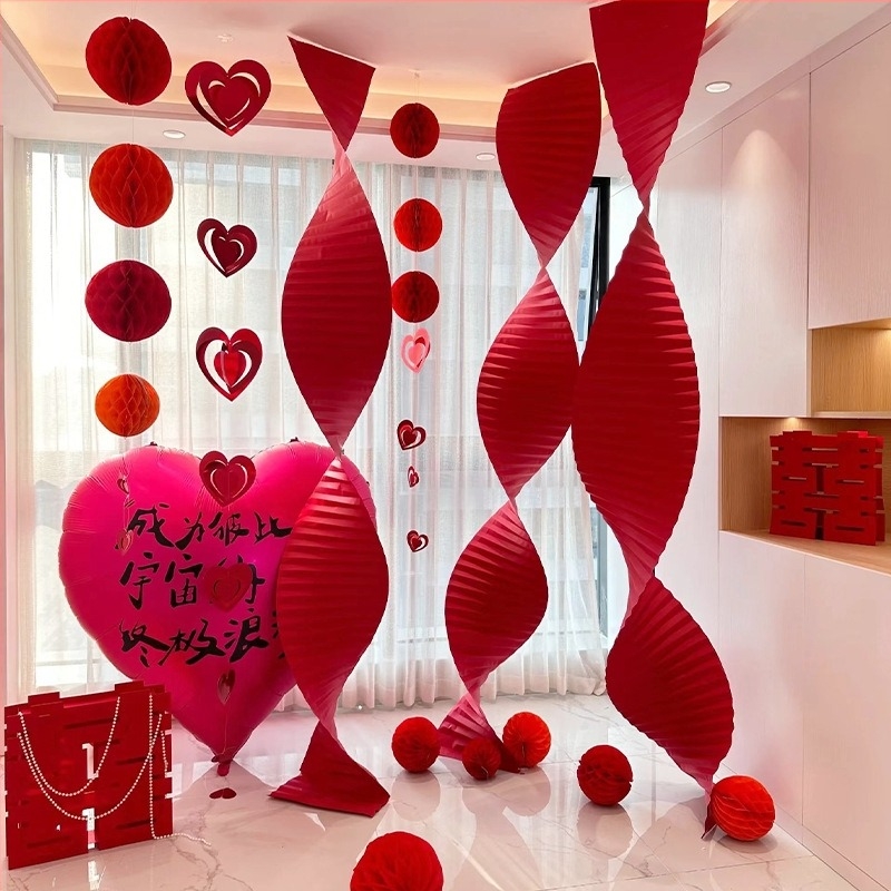 Esküvői dekoráció a helyszín berendezéséhez — összecsukható hullámos papír, origami hullám, girland