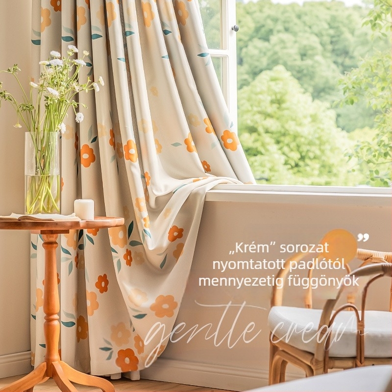 Kampós hálószoba függöny, pastoral stílus, poliészter, 70-90% sötétítés, Sunny Day, 2026 tavasz