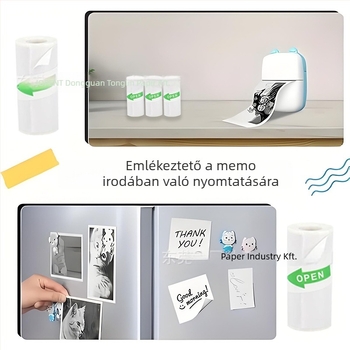 Öntapadós termoszalagú papír gyerekeknek – 70 µm vastagság, bevonat nélküli, forró olvadó ragasztóval, 5 tekercs