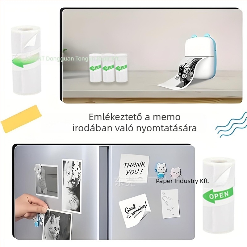 Öntapadós termoszalagú papír gyerekeknek – 70 µm vastagság, bevonat nélküli, forró olvadó ragasztóval, 5 tekercs